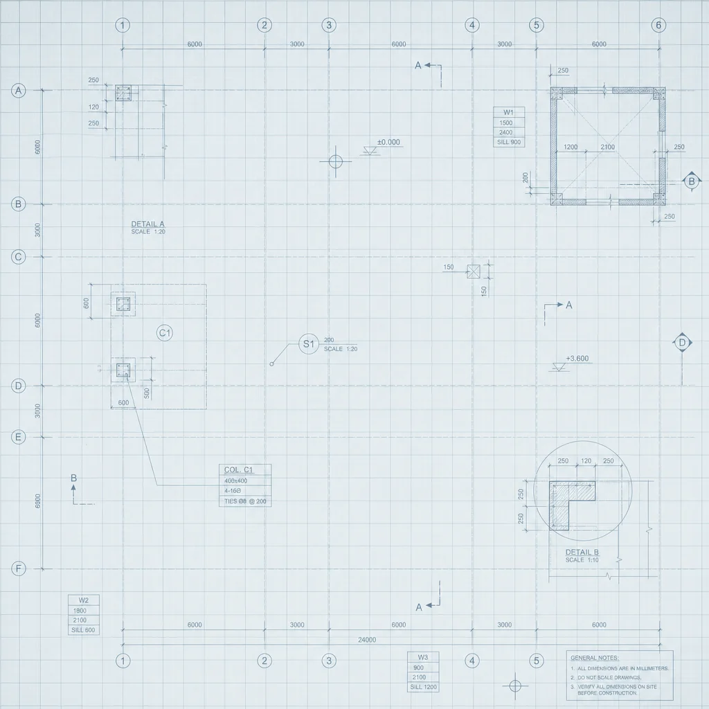 Architectural blueprint corner mark